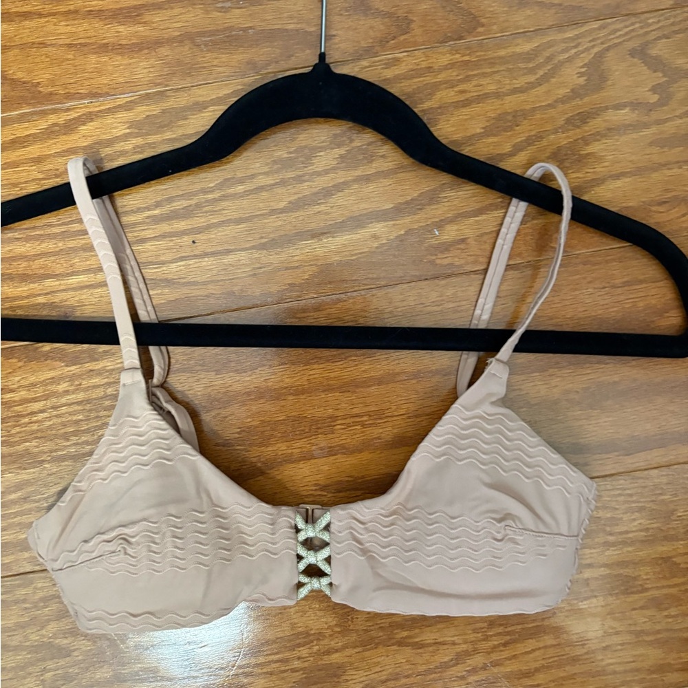 NWT Aerie Jacquard Knot Front Scoop Bikini Top